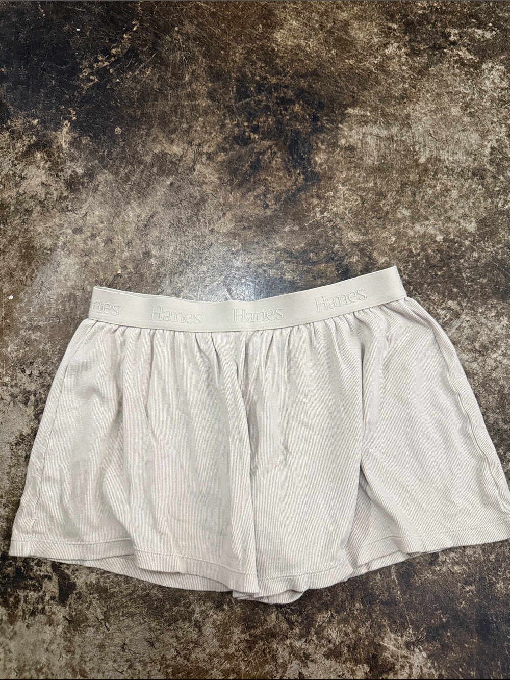 Hanes Women's Beige Elastic-Waist Sleep Shorts